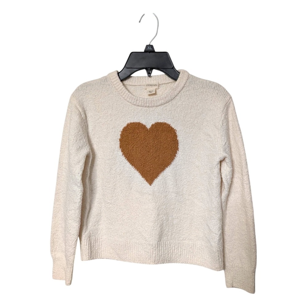 Crewcuts J.Crew Kids Heart Intarsia Sweater Cream Brown Size M 8-9‎ Pullover
